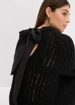 Robe courte en maille à nœud en satin, légèrement transparente