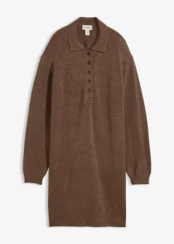 Robe courte en maille avec encolure boutonnée