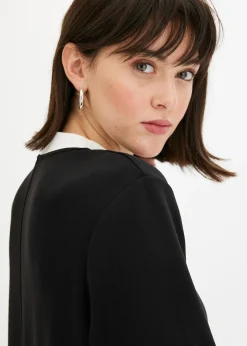 Robe courte en matière néoprène à col montant contrastant