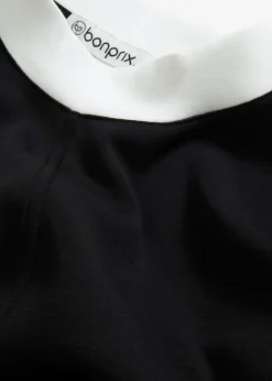 Robe courte en matière néoprène à col montant contrastant