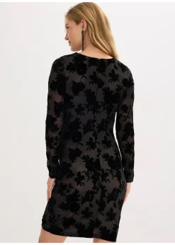 Robe courte en mesh à imprimé floqué