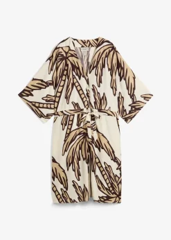 Robe courte en viscose fluide, manches kimono