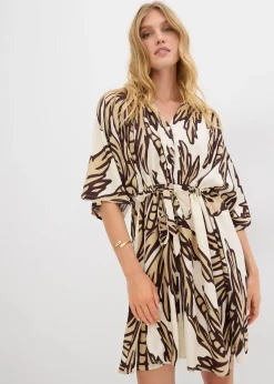Robe courte en viscose fluide, manches kimono