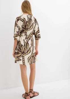 Robe courte en viscose fluide, manches kimono