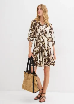 Robe courte en viscose fluide, manches kimono