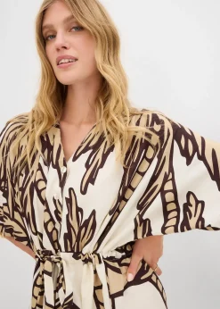 Robe courte en viscose fluide, manches kimono