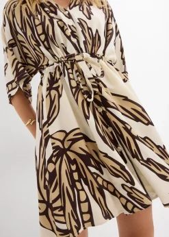 Robe courte en viscose fluide, manches kimono