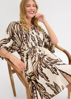 Robe courte en viscose fluide, manches kimono