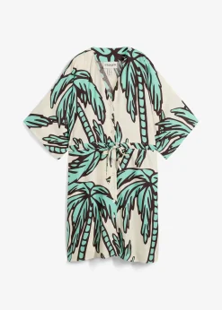 Robe courte en viscose fluide, manches kimono