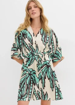 Robe courte en viscose fluide, manches kimono