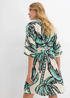 Robe courte en viscose fluide, manches kimono