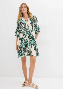 Robe courte en viscose fluide, manches kimono