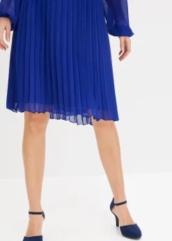 Robe courte plissée en mousseline