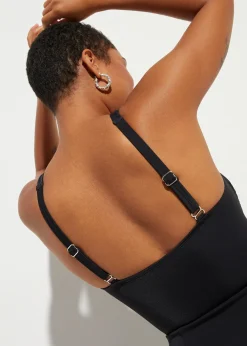 Robe de bain sculptante avec mesh transparent, maintien modéré