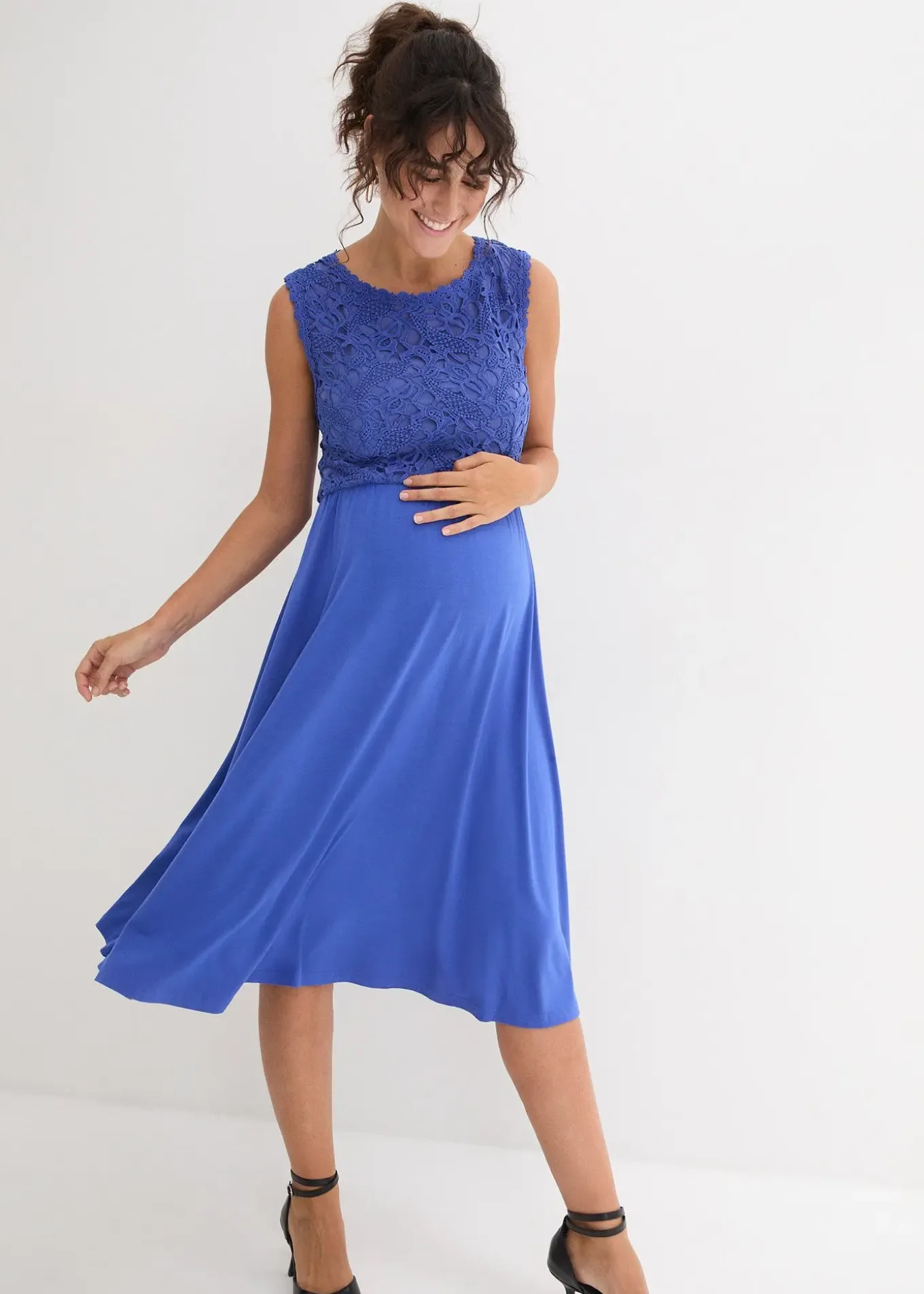 Robe de grossesse en jersey avec empiècement dentelle