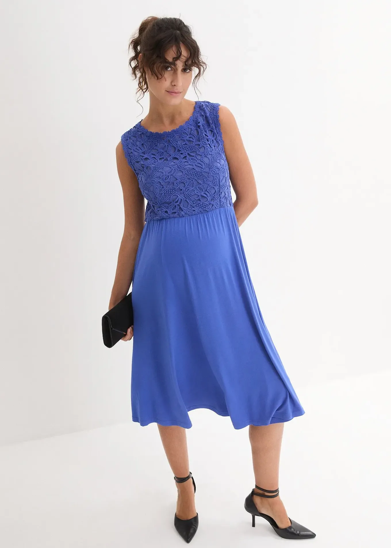 Robe de grossesse en jersey avec empiècement dentelle