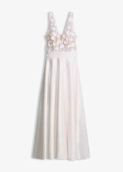 Robe de mariée en satin brillant avec application de fleurs