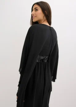 Robe de soirée en mousseline avec empiècement à sequins