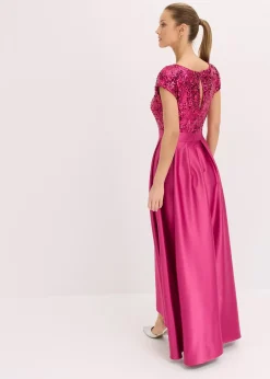 Robe de soirée en satin brillant et sequins