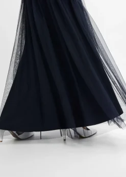 Robe de soirée en tulle avec haut brodé de sequins