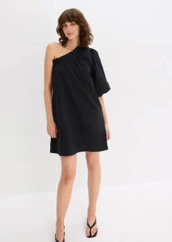 Robe en coton à encolure asymétrique