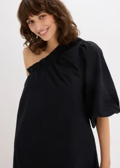 Robe en coton à encolure asymétrique