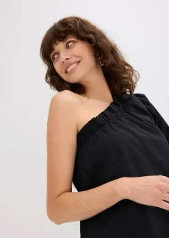 Robe en coton à encolure asymétrique