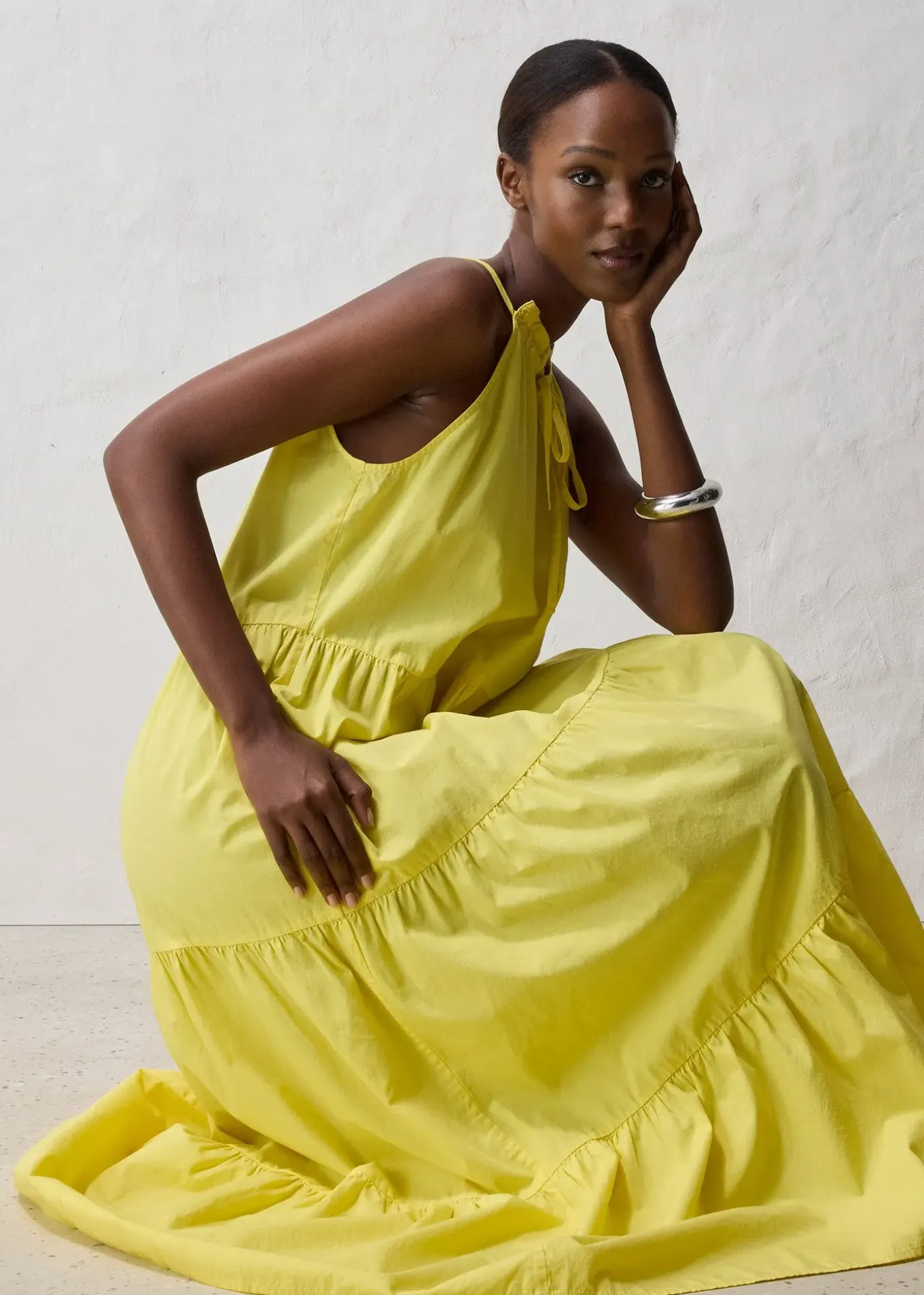 Robe en coton et soie