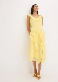 Robe en crêpe avec bretelles et volants