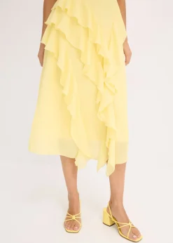 Robe en crêpe avec bretelles et volants