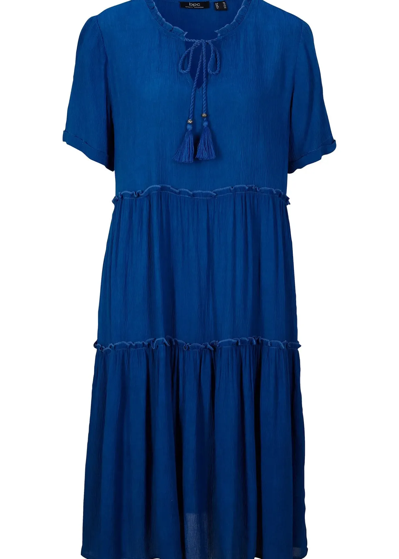 Robe en crépon de viscose, longueur genou, détail encolure