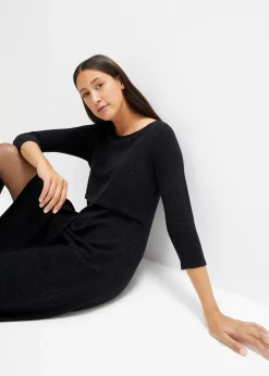 Robe 2en1 de grossesse et d'allaitement avec fil brillant