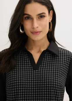 Robe en jacquard à col contrastant