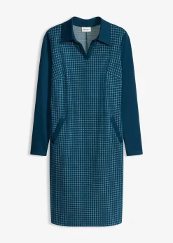 Robe en jacquard à col contrastant