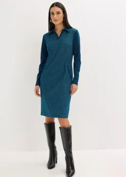 Robe en jacquard à col contrastant