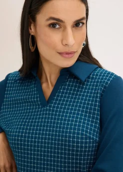 Robe en jacquard à col contrastant