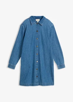 Robe en jean à manches longues et rayures, coton