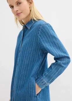 Robe en jean à manches longues et rayures, coton