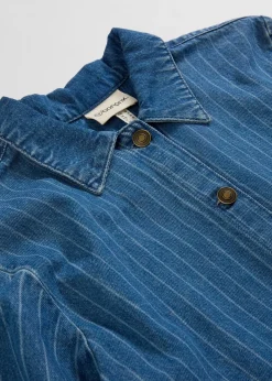 Robe en jean à manches longues et rayures, coton