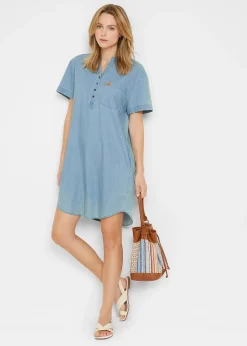 Robe en jean, manches courtes