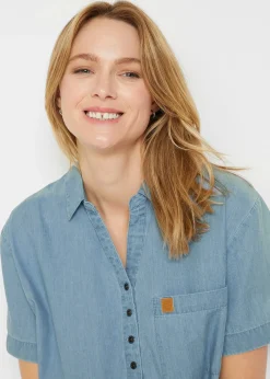 Robe en jean, manches courtes