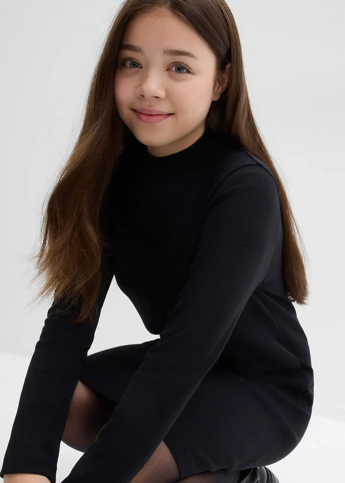 Robe en jersey à col montant