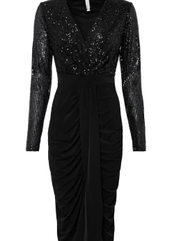 Robe en jersey à sequins et drapé
