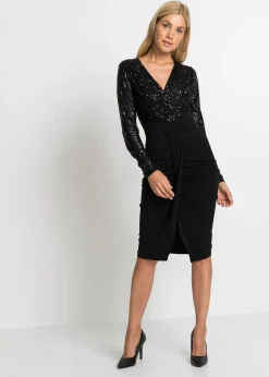 Robe en jersey à sequins et drapé