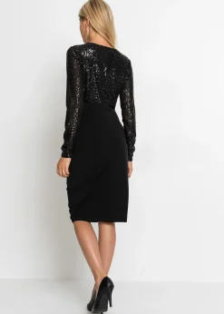 Robe en jersey à sequins et drapé