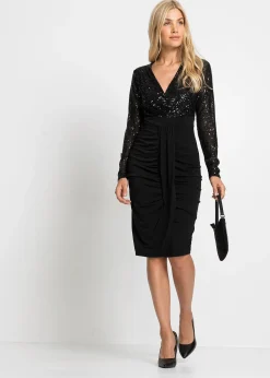 Robe en jersey à sequins et drapé