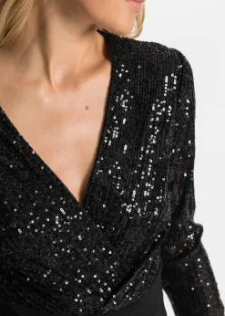Robe en jersey à sequins et drapé