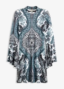 Robe en jersey avec col montant et manches volantées