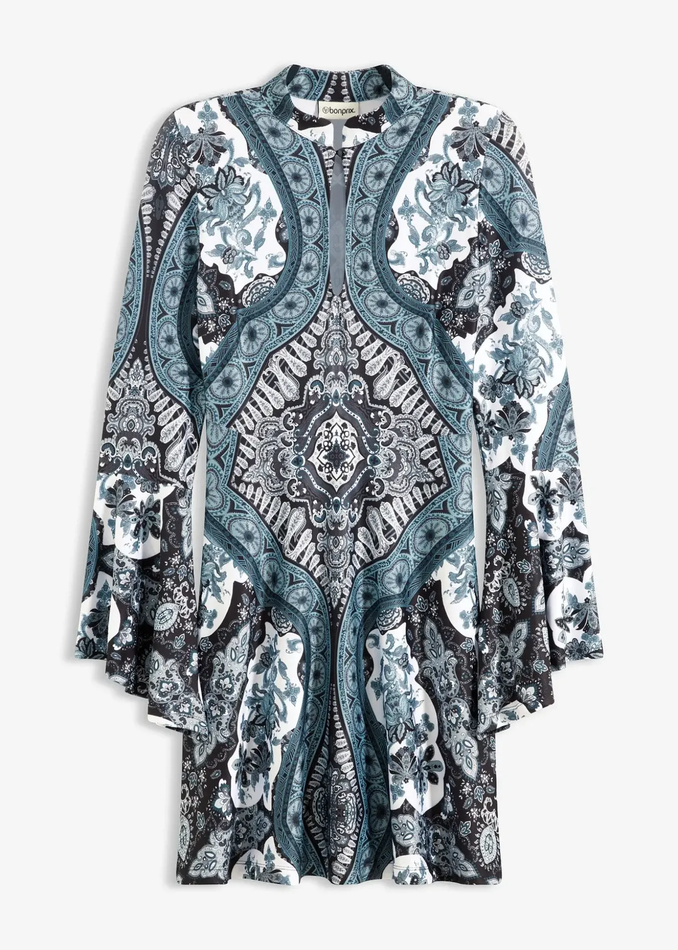 Robe en jersey avec col montant et manches volantées