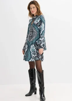 Robe en jersey avec col montant et manches volantées